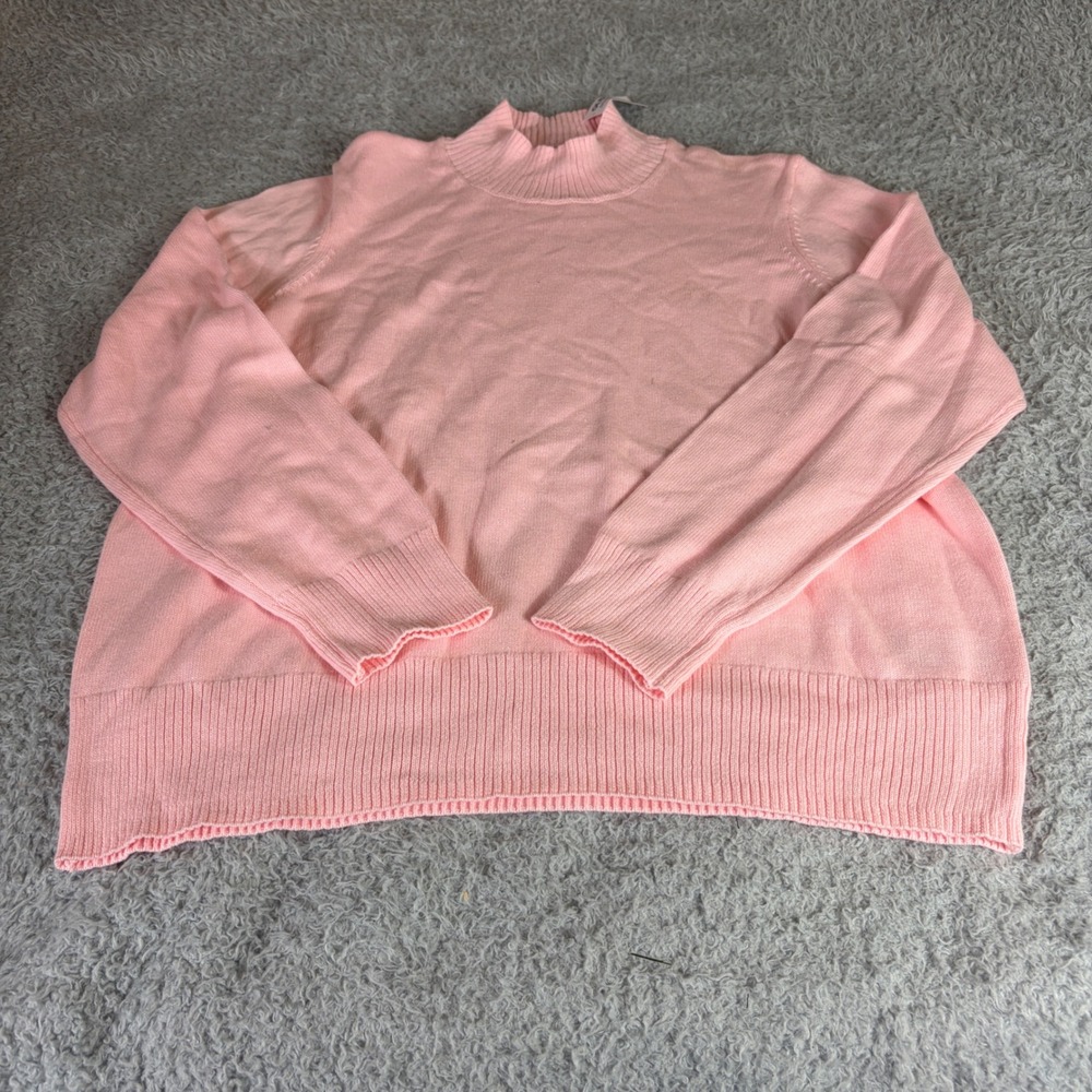 Old Navy Womens Pink 100% Cotton Mock Neck Long Sleeve Knit Sweater Large